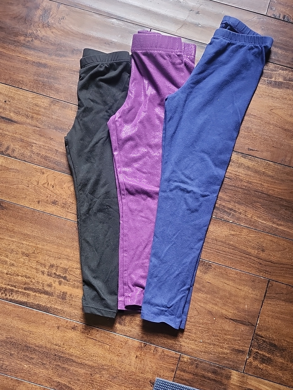 3/$15! 5t Girls' Shimmer Purple, Black and Navy Leggings - Lot of 3